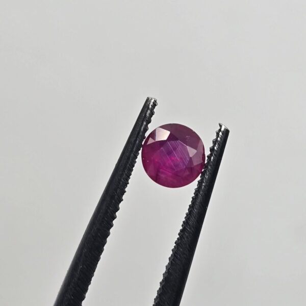 3.98x3.98x2.12mm Loose Round Mozambique Ruby Facet - Native Cut Stone for Bespoke Jewellery
