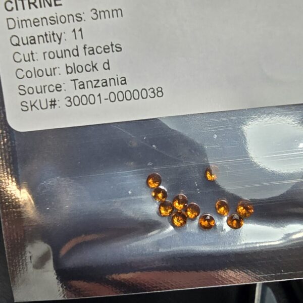 3mm block D round citrine facets, Tanzania
