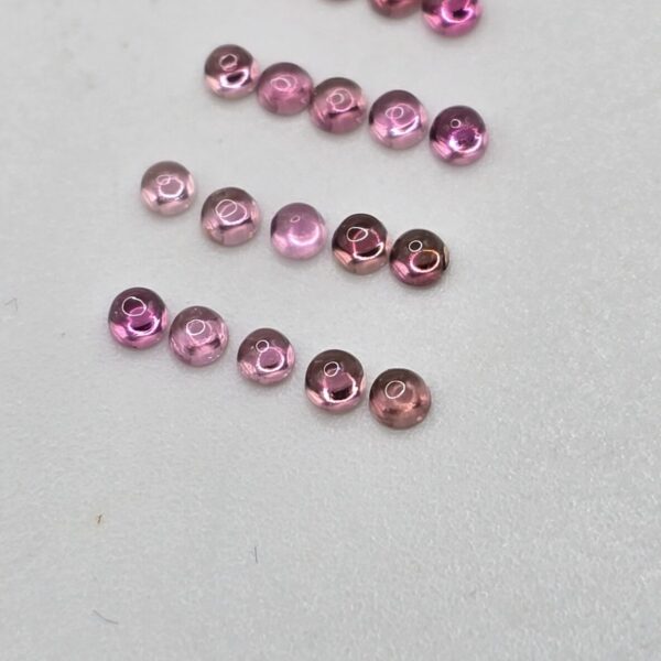 19x 2mm round pink Brazilian tourmaline cabochons