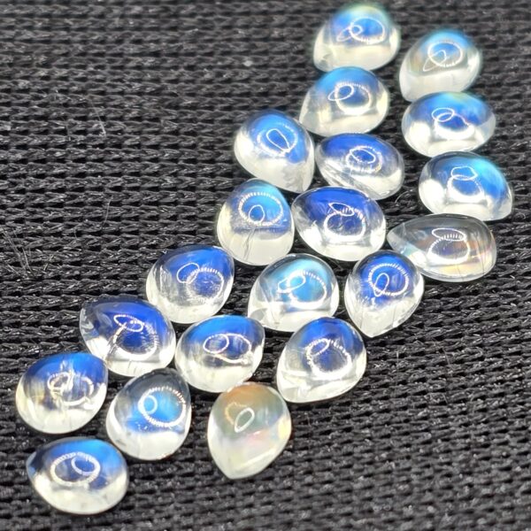 4x3mm pear gem-grade rainbow moonstone cabochon