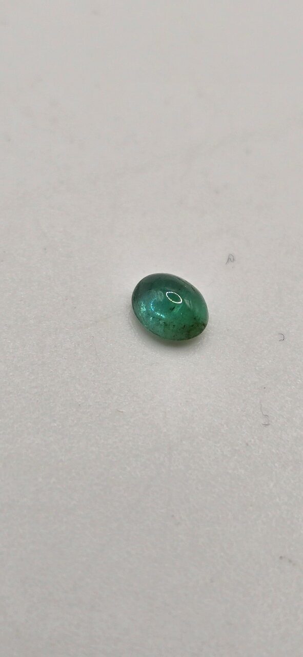4.93x4.01x2.68mm oval-cut hq Zambian emerald cabochon