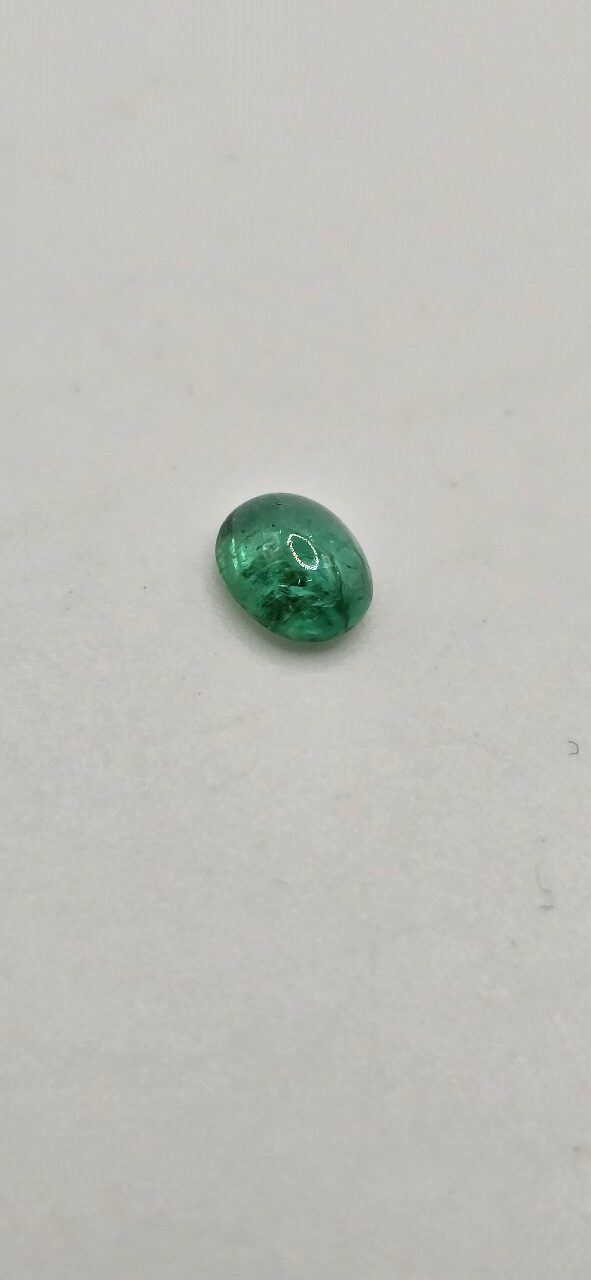 5.93x4.85x2.90mm oval-cut hq Zambian emerald cabochon