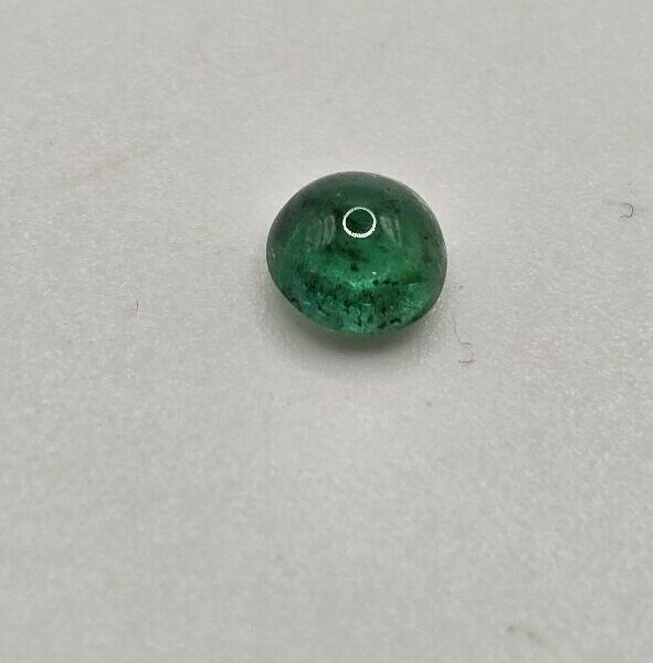 4.97x4.93x3.22mm round-cut hq Zambian emerald cabochon