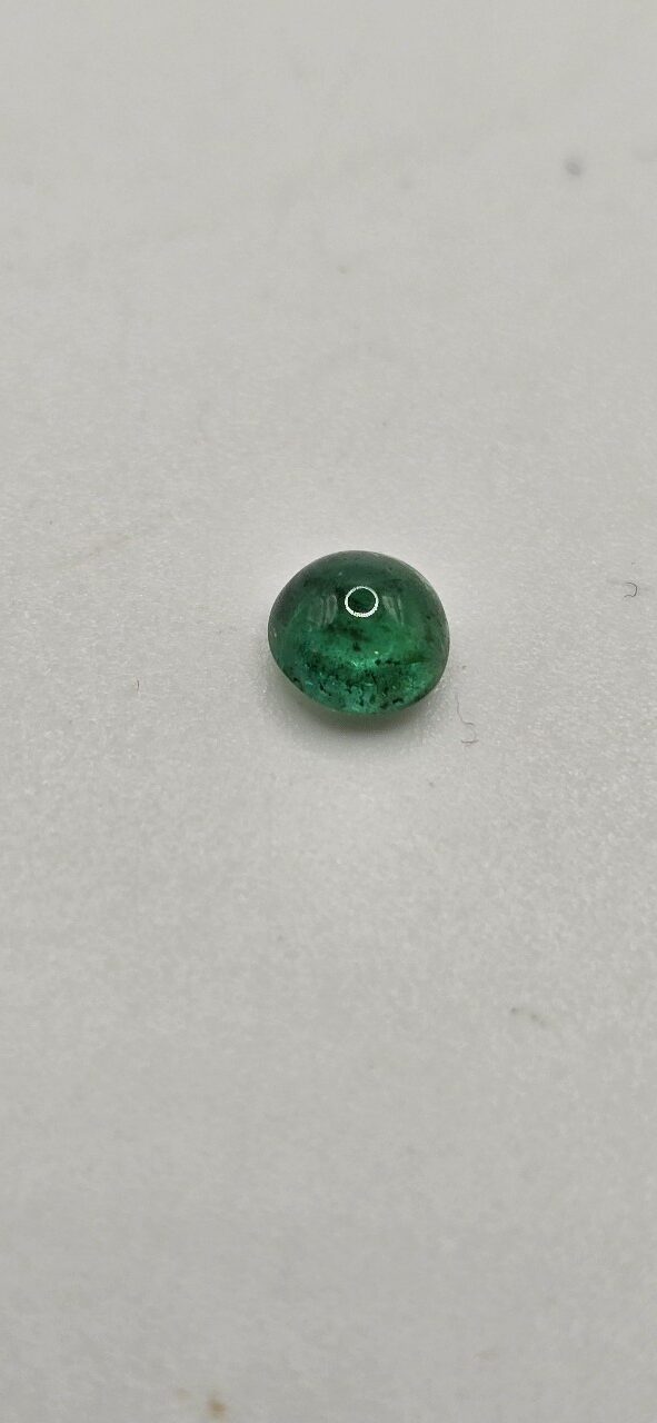 4.97x4.93x3.22mm round-cut hq Zambian emerald cabochon