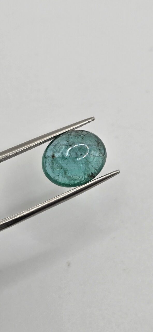 12.18x10.14x5.42mm oval-cut hq Zambian blue emerald cabochon