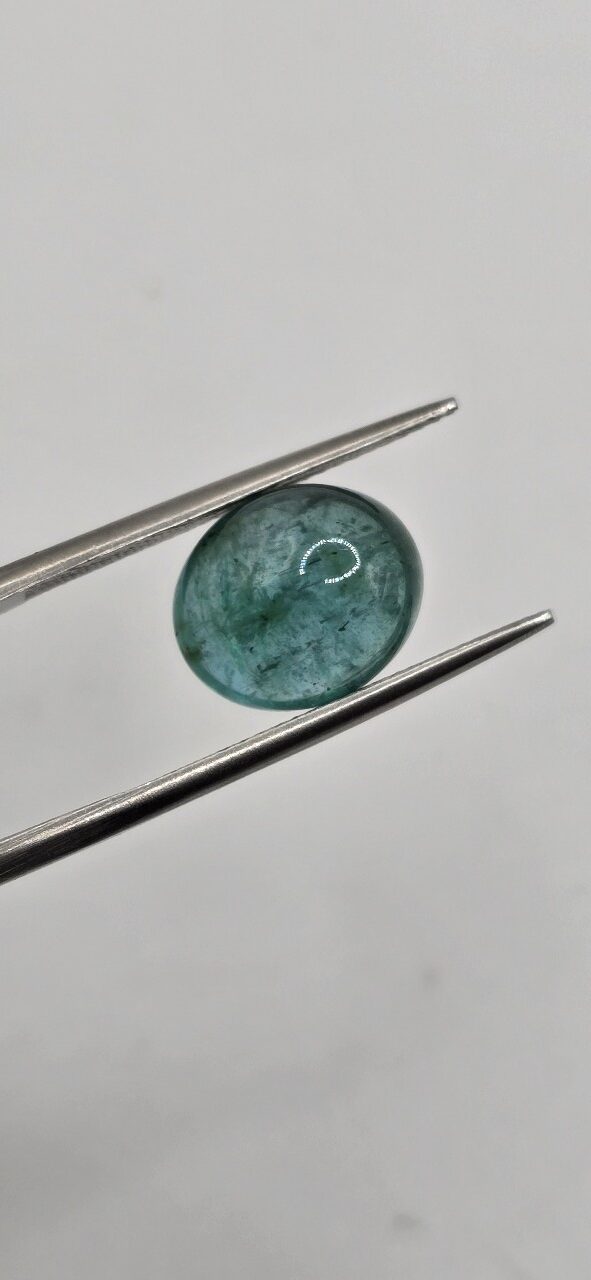 11.35x9.70x6.39mm oval-cut hq Zambian blue emerald cabochon