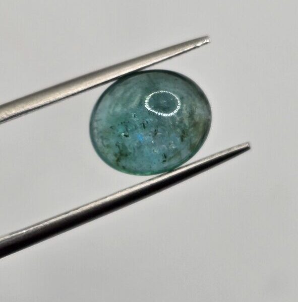10.13x8.48x5.15mm oval-cut hq Zambian blue emerald cabochon