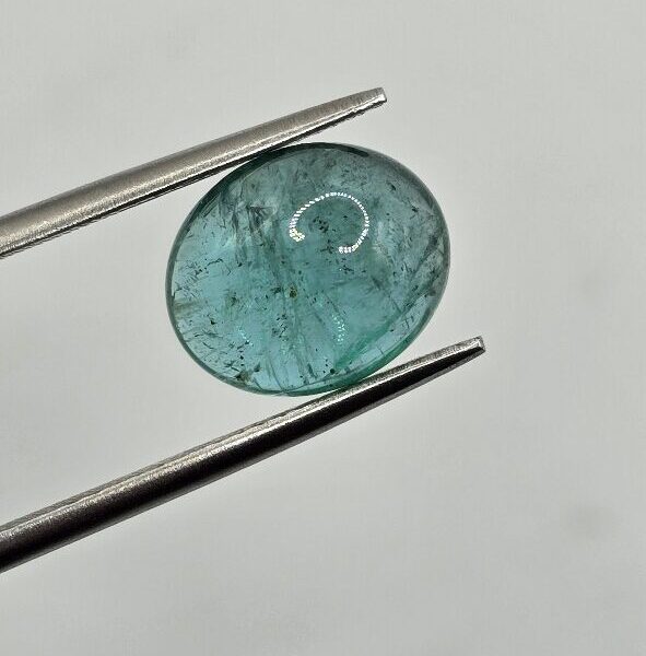 10.67x8.96x4.48mm oval-cut hq Zambian blue emerald cabochon