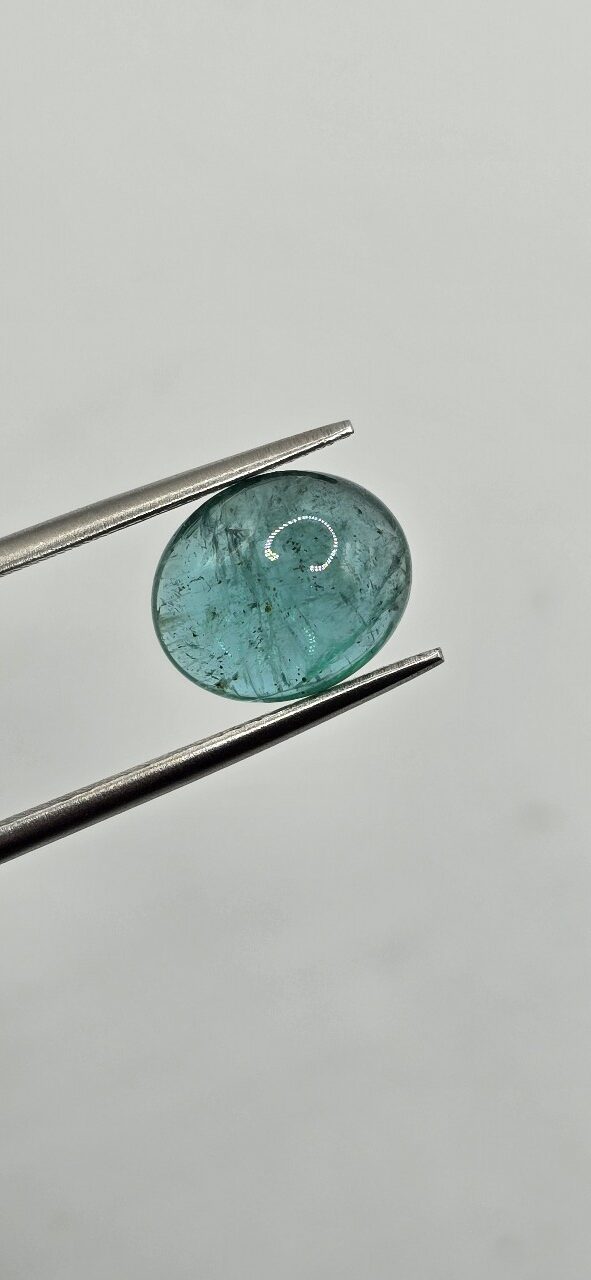 10.67x8.96x4.48mm oval-cut hq Zambian blue emerald cabochon