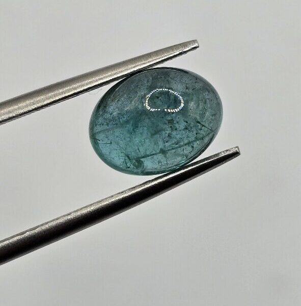 9.39x7.13x4.95mm oval-cut hq Zambian blue emerald cabochon