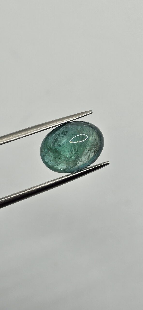11.54x8.71x5.98mm oval-cut hq Zambian blue emerald cabochon