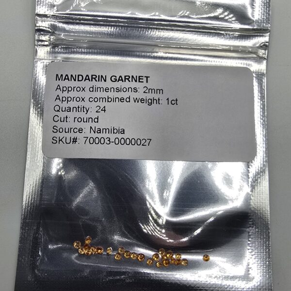 1ct parcel of 2mm round Mandarin garnet facets