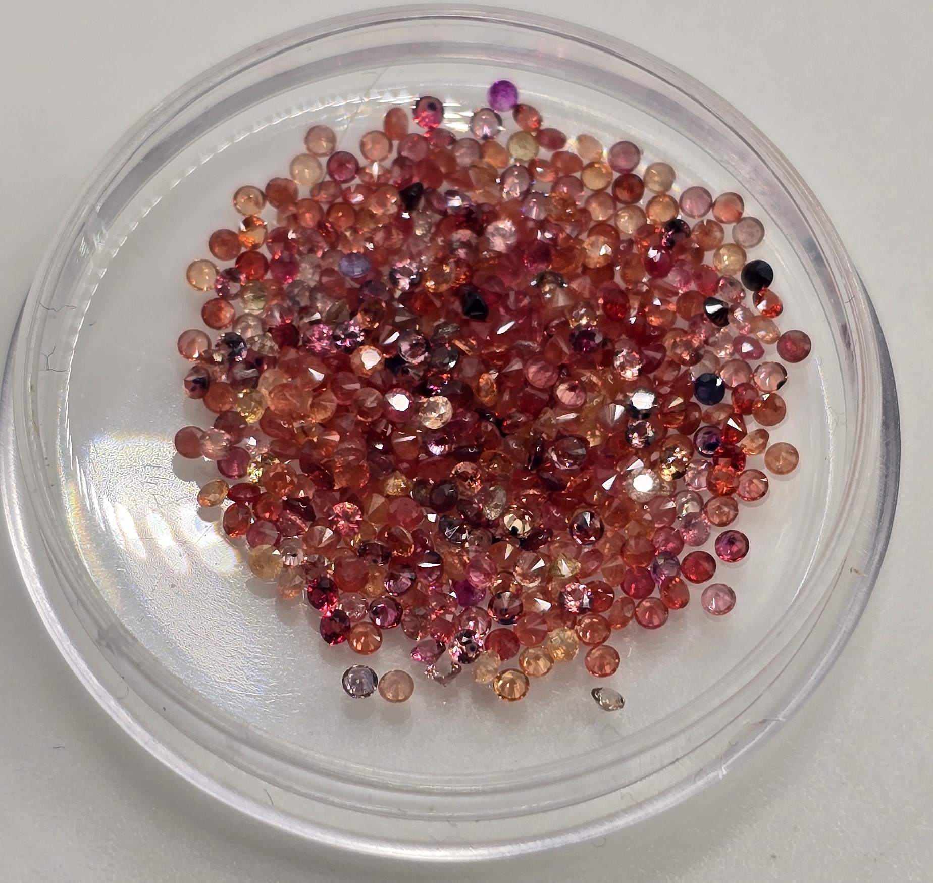 5ct parcel of 1.2mm dark-mix sapphire facets