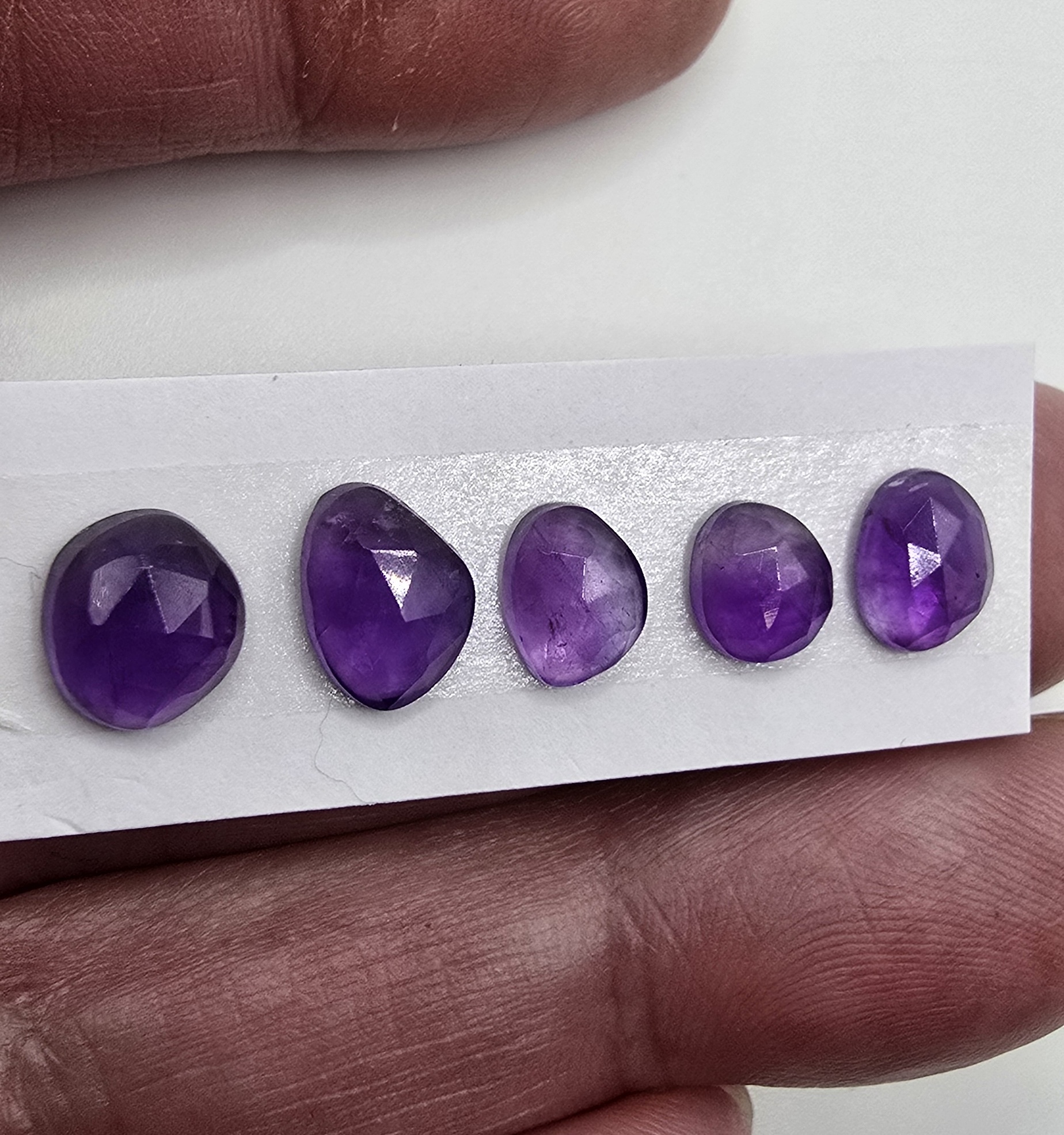five rose cut african amethyst cabochons (copy)