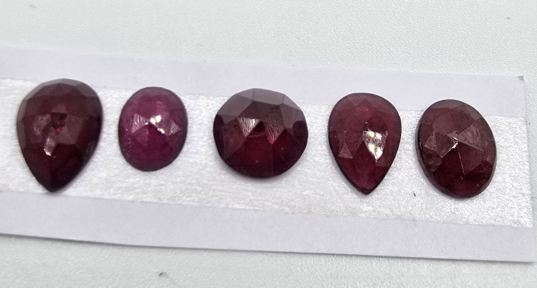 five rose cut rhodolite garnet cabochons (copy)