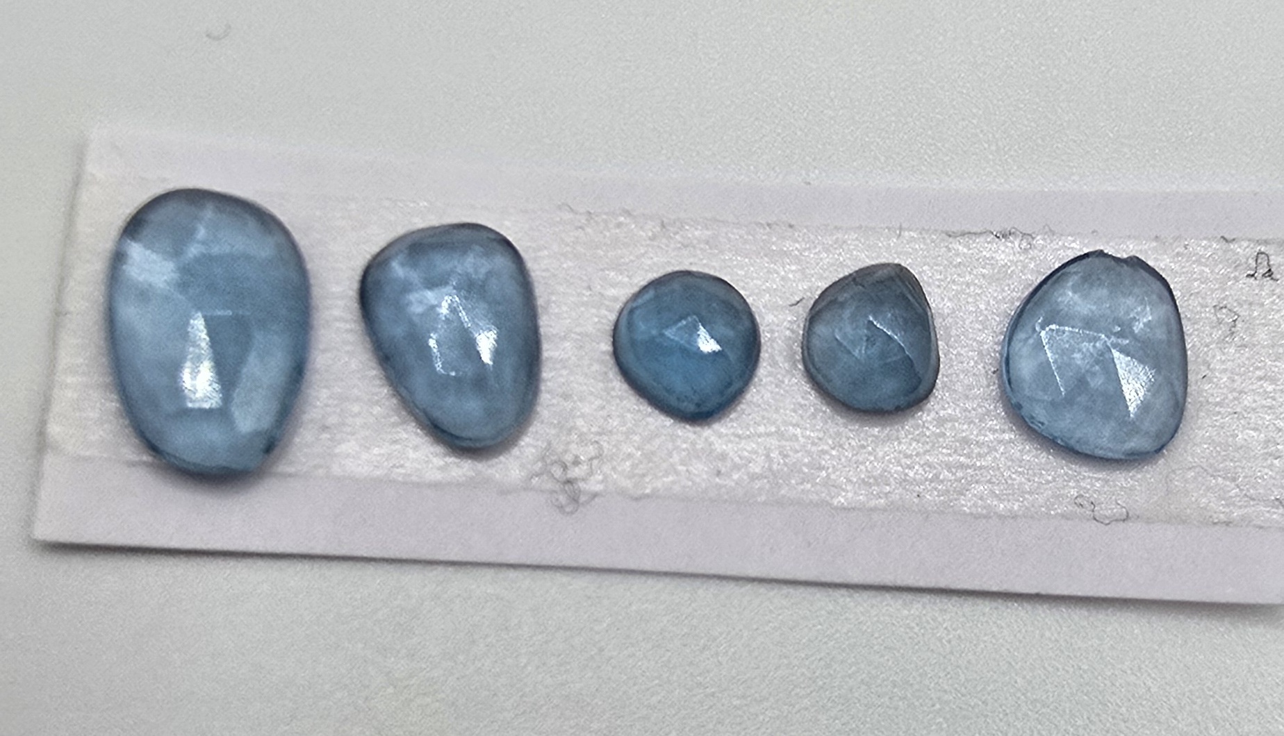 five rose cut london blue topaz cabochons (copy)