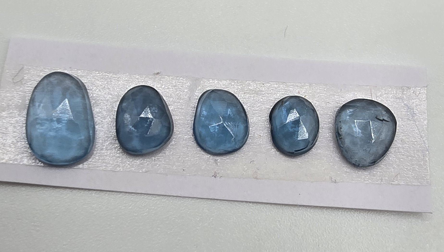 five rose cut london blue topaz cabochons (copy)