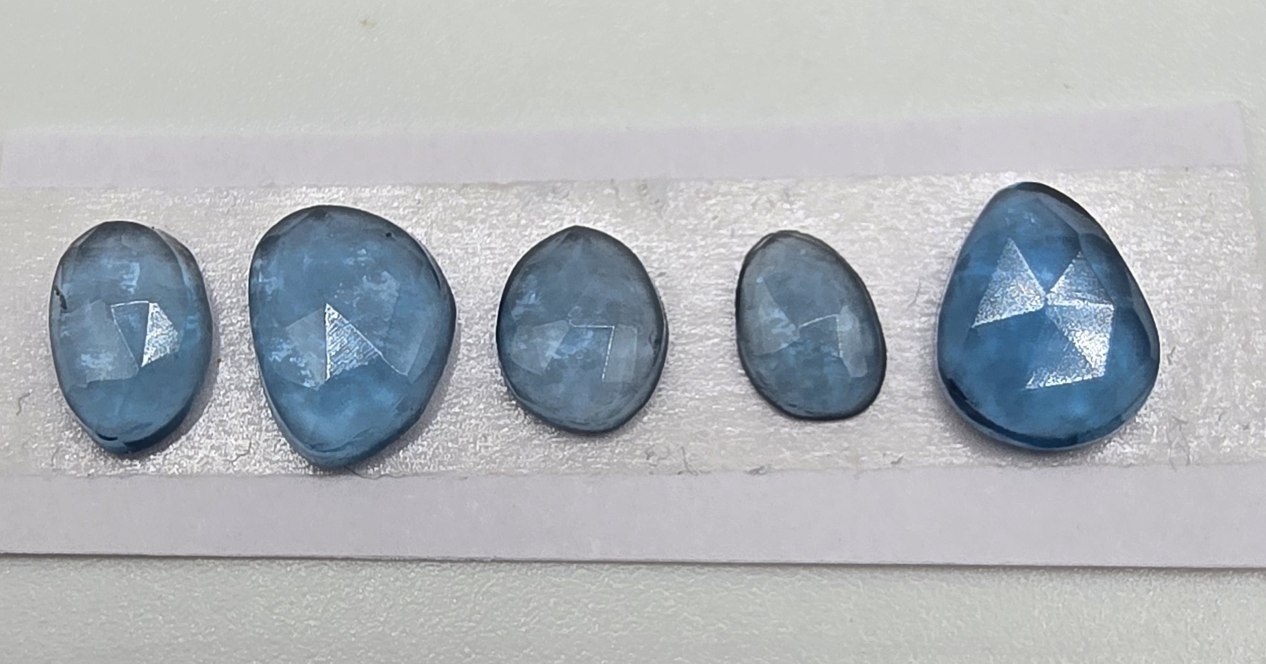 five rose cut london blue topaz cabochons (copy)