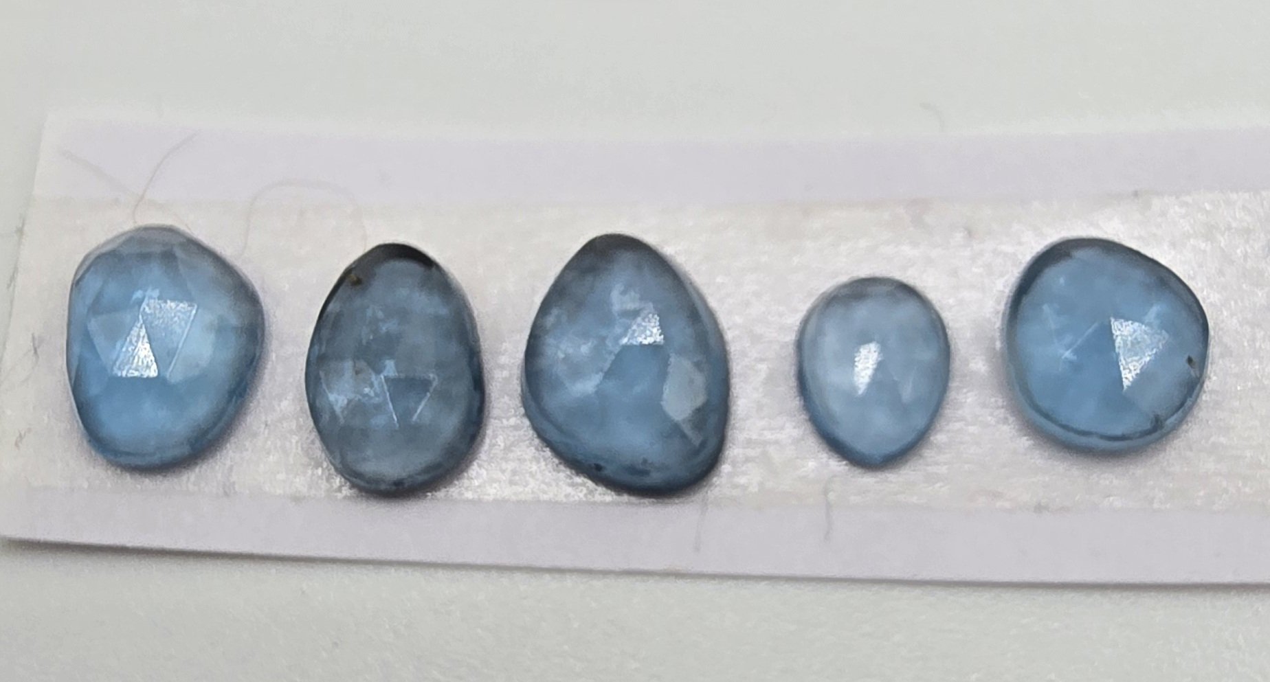 five rose cut london blue topaz cabochons (copy)