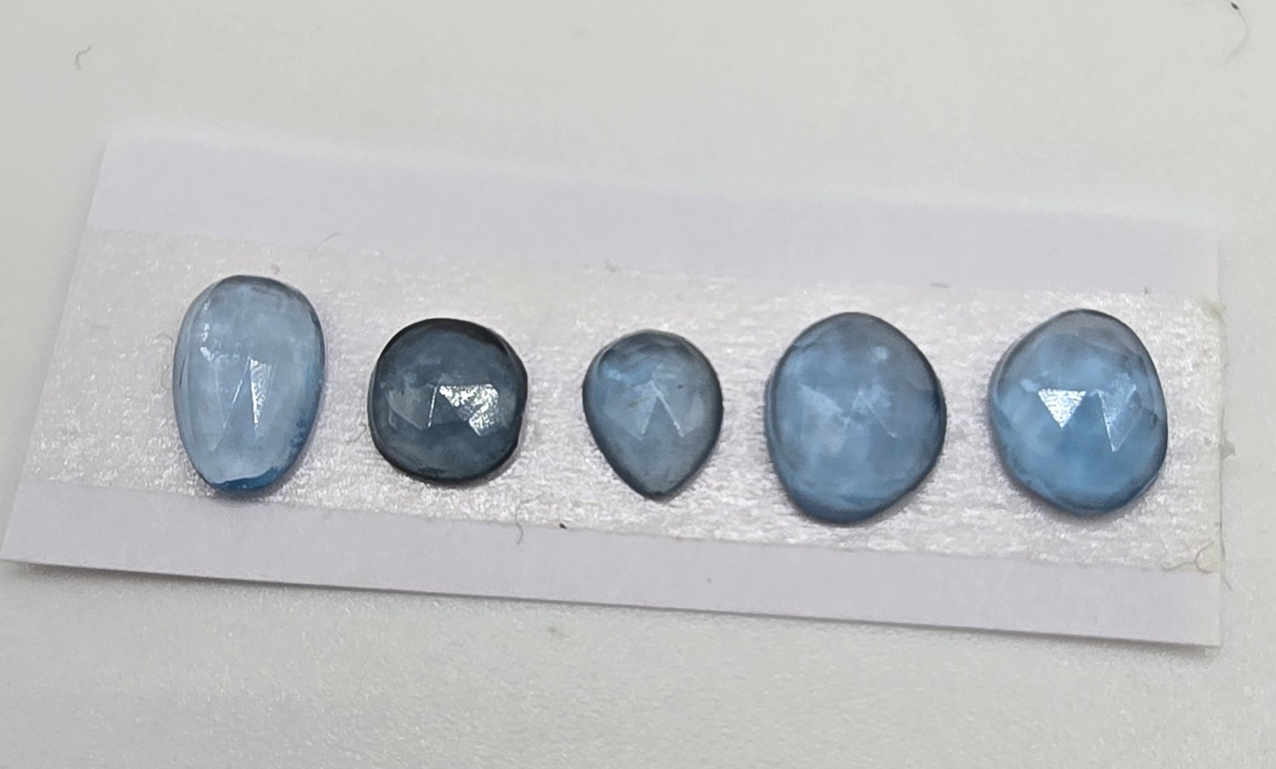 five rose cut london blue topaz cabochons (copy)