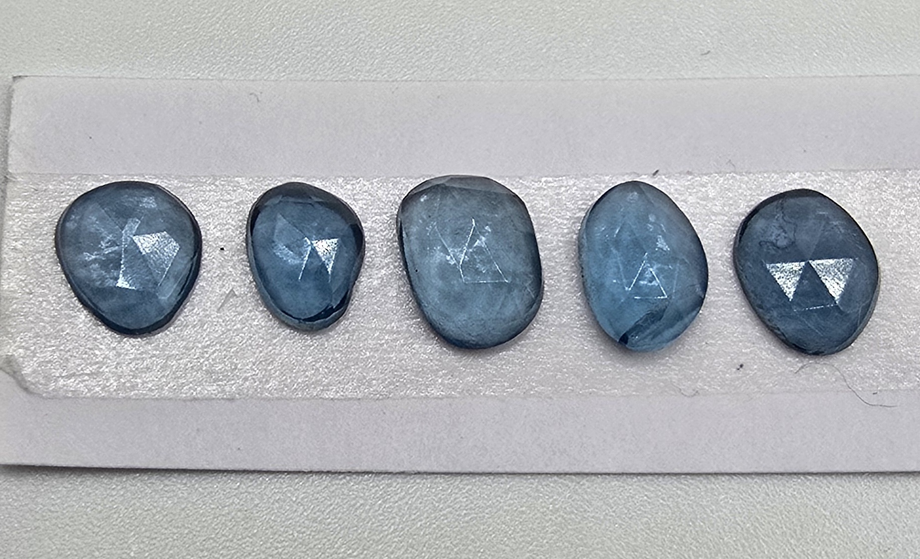 five rose cut london blue topaz cabochons (copy)