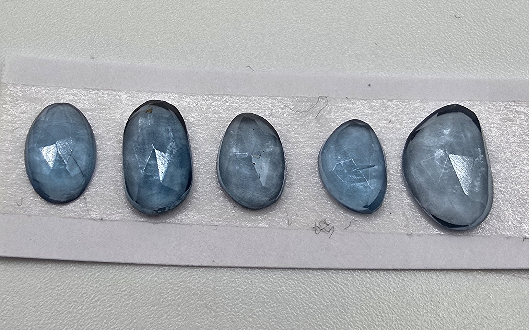 five rose cut london blue topaz cabochons (copy)