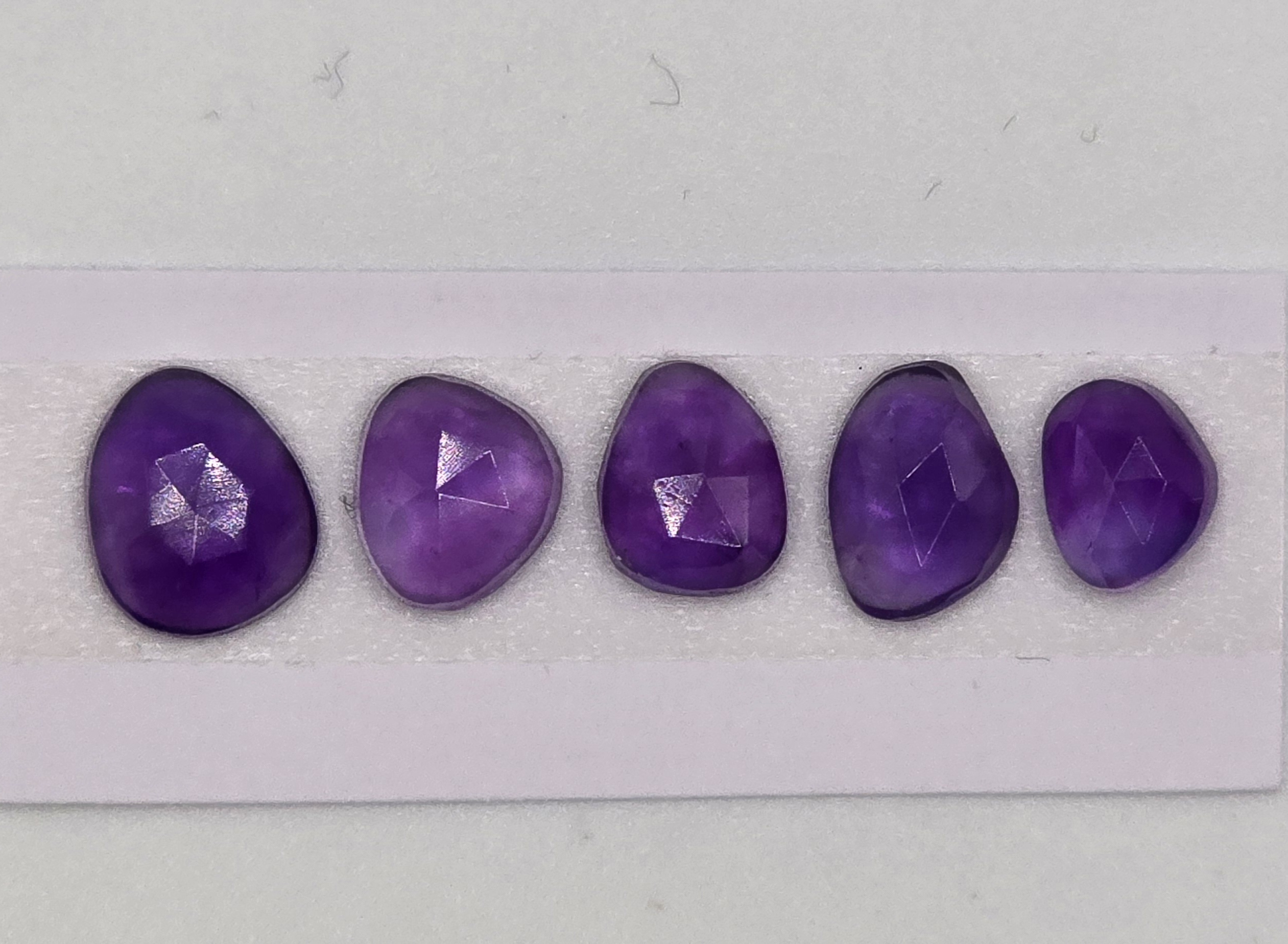 five rose cut london blue topaz cabochons