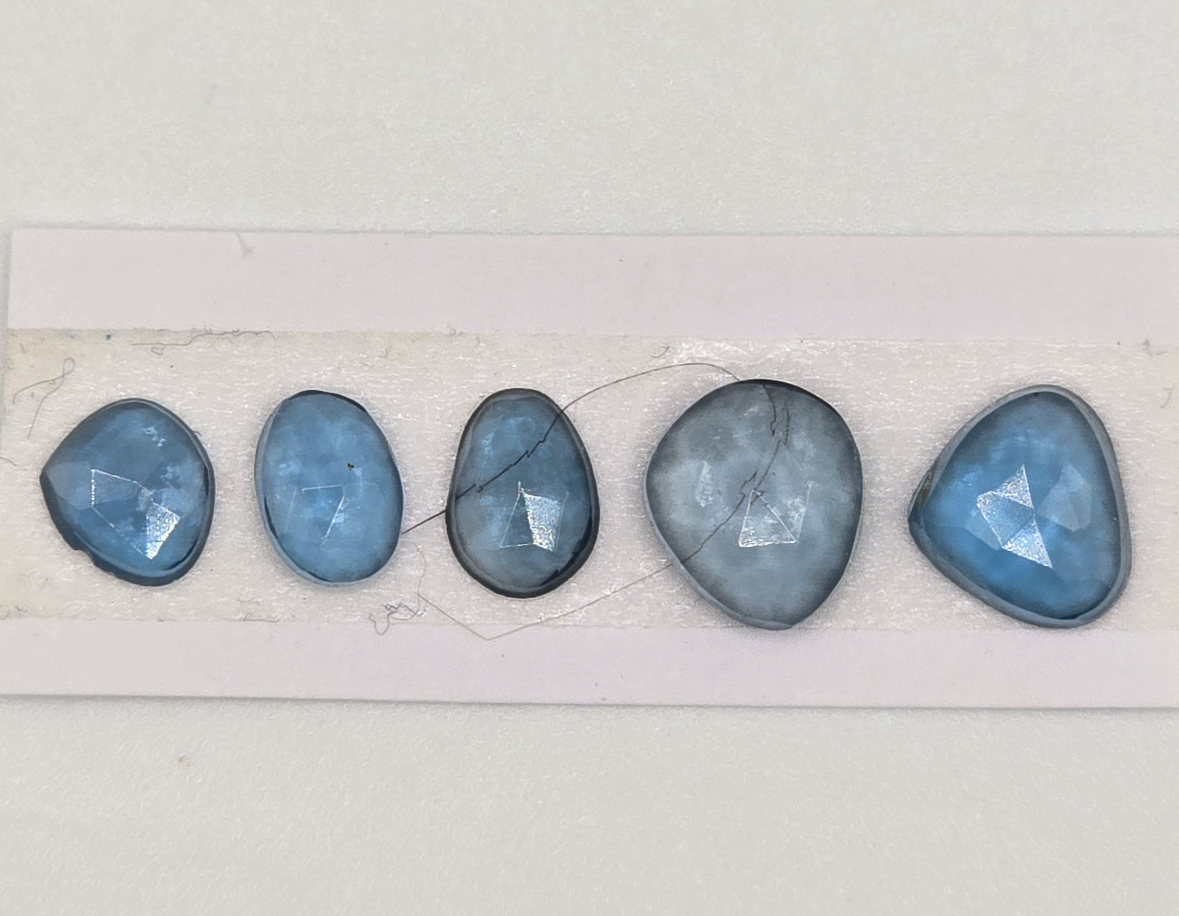 five rose cut london blue topaz cabochons (copy)