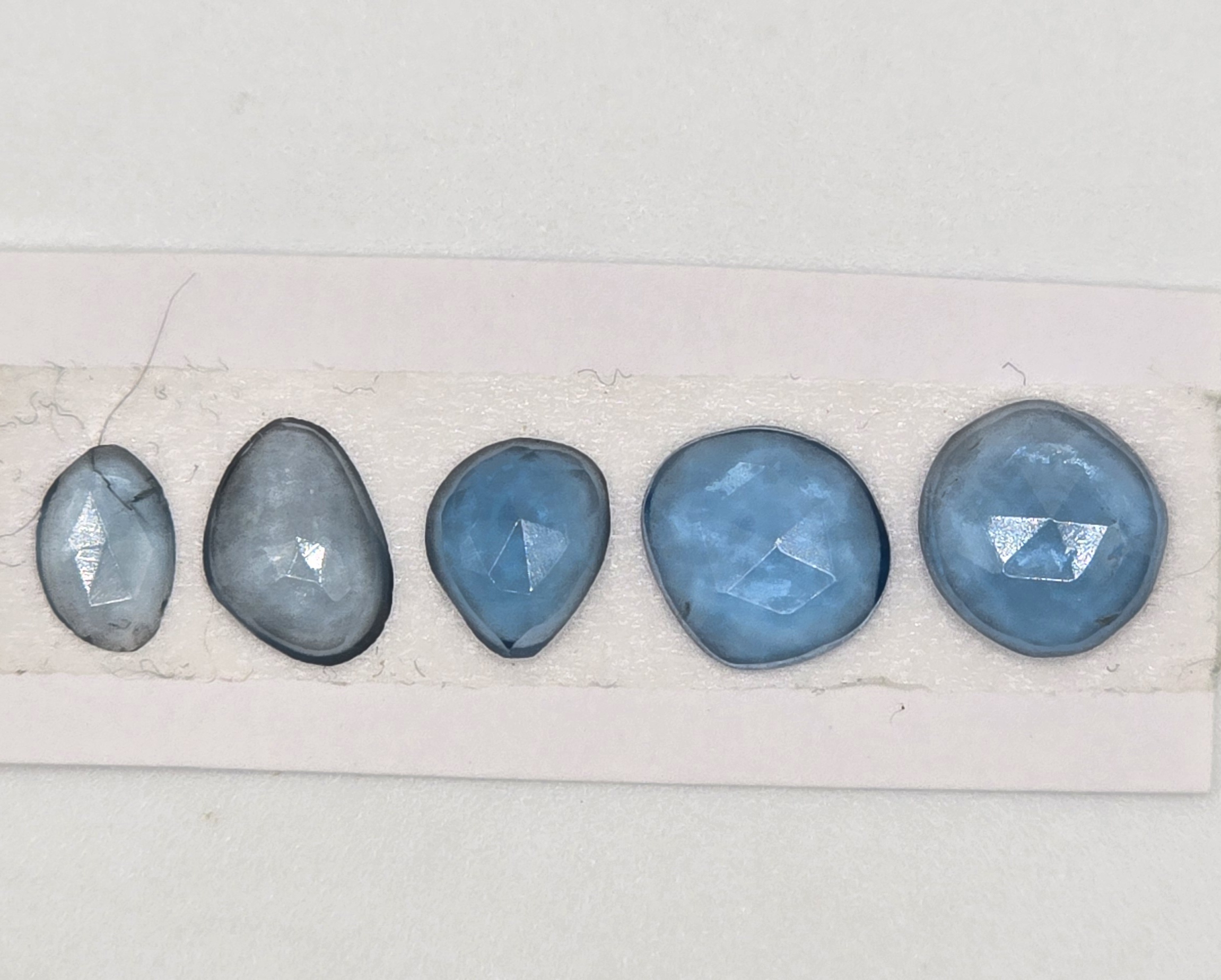 five rose cut london blue topaz cabochons (copy)
