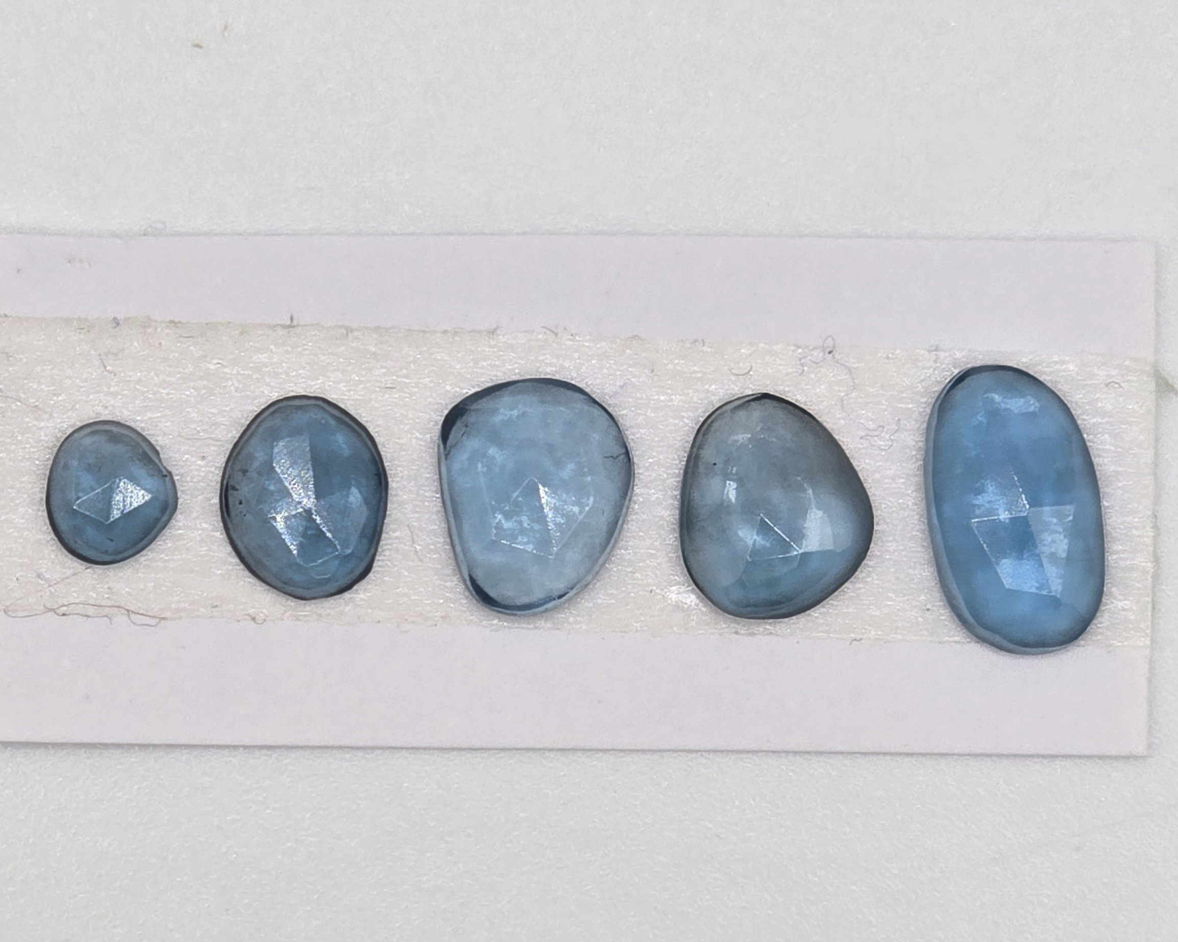 five rose cut london blue topaz cabochons (copy)