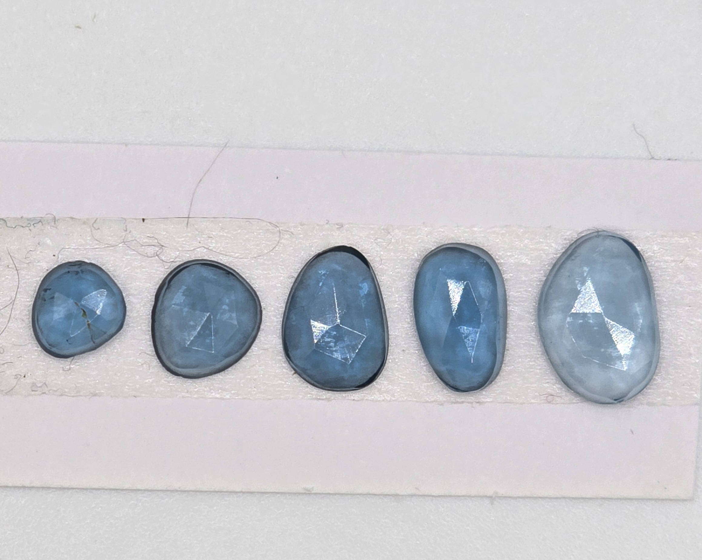 five rose cut london blue topaz cabochons (copy)