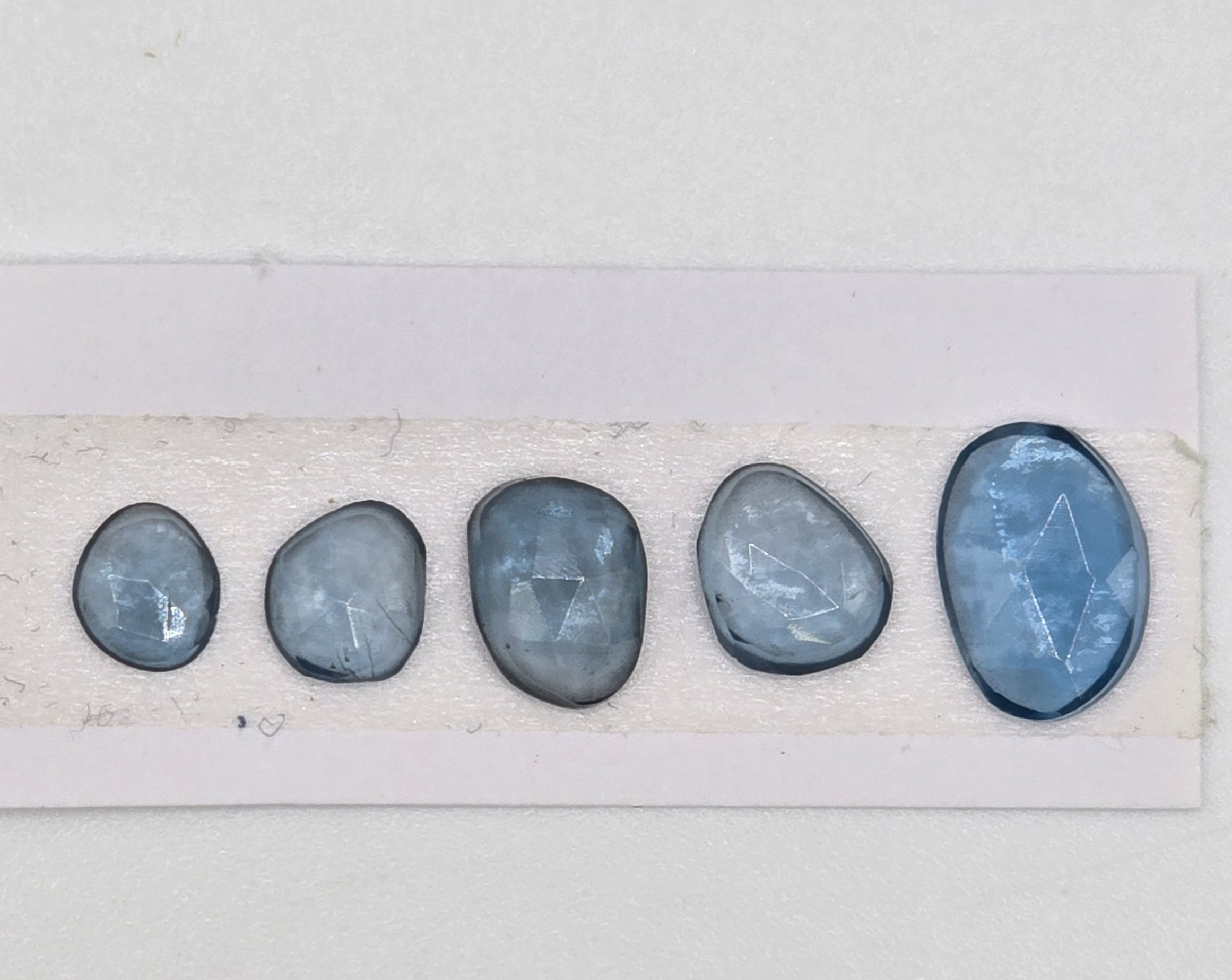 five rose cut london blue topaz cabochons (copy)