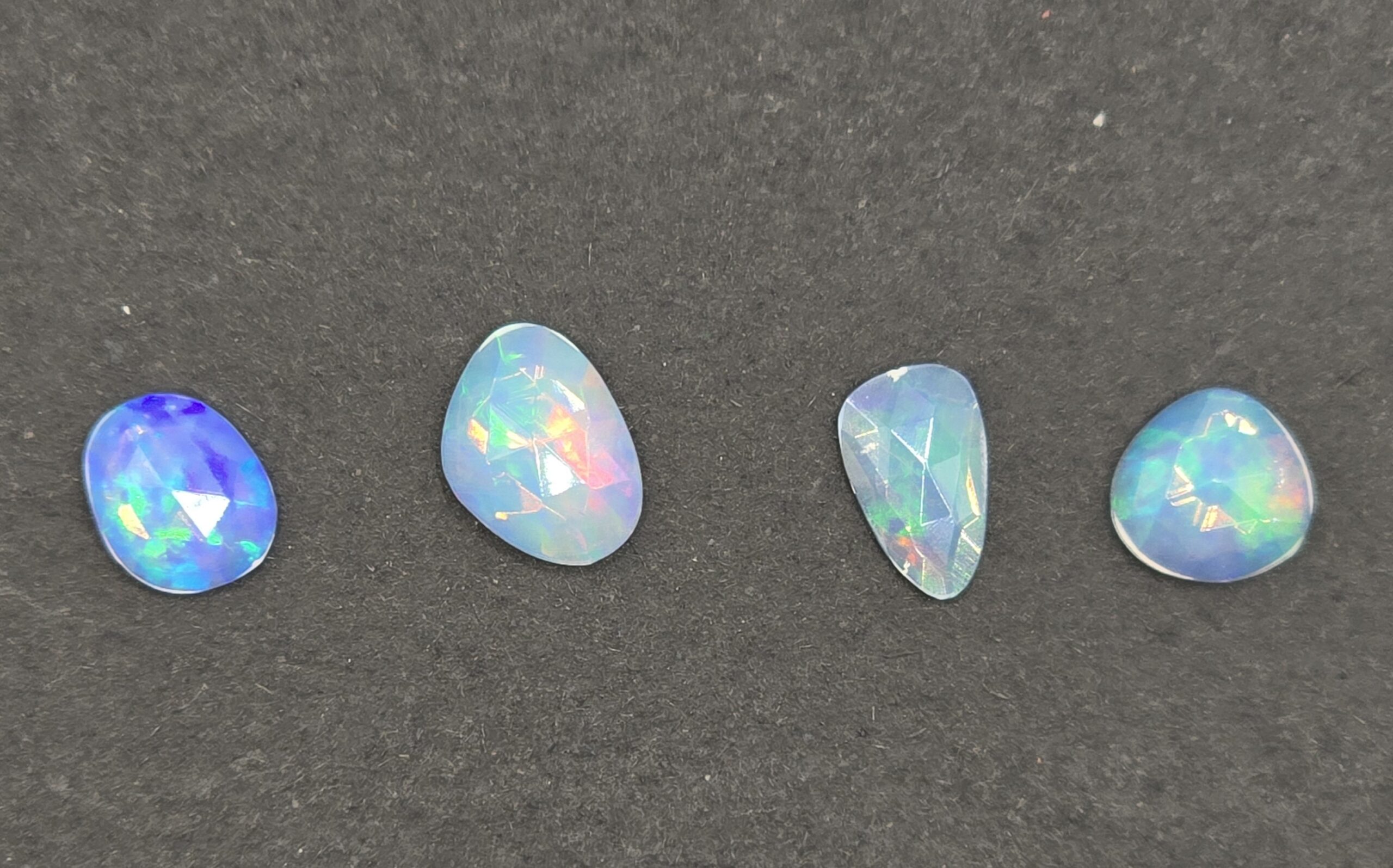 five rose cut ethiopian opal cabochons