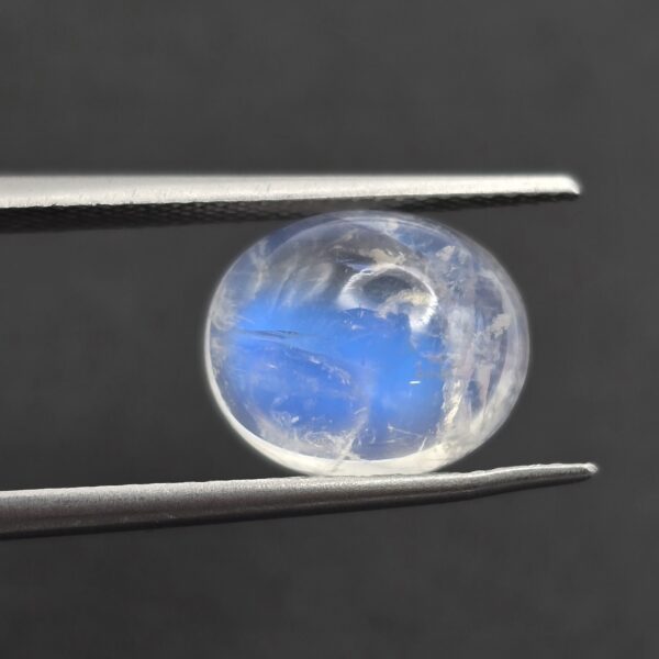 11.7x9.8x5.5mm oval gem-grade rainbow moonstone cabochon