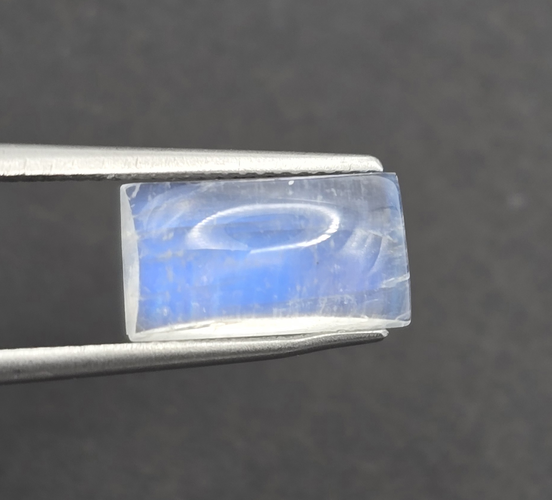12.3x6.8x4.7mm cushion gem-grade rainbow moonstone cabochon