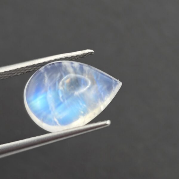 13.9x10.0x5.9mm pear gem-grade rainbow moonstone cabochon