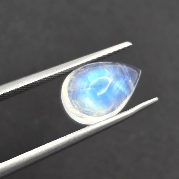 11.1x7.8x5.5mm pear gem-grade rainbow moonstone cabochon