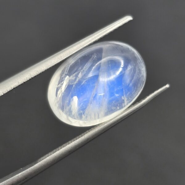 14.2x10.2x6.5mm oval gem-grade rainbow moonstone cabochon