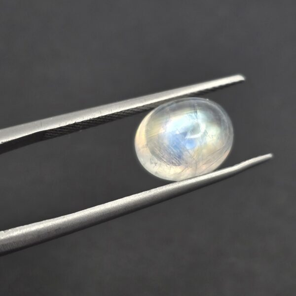 10.0x8.2x6.0mm oval gem-grade rainbow moonstone cabochon