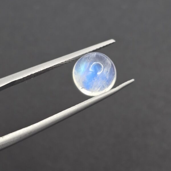 8.3mm round gem-grade rainbow moonstone cabochon
