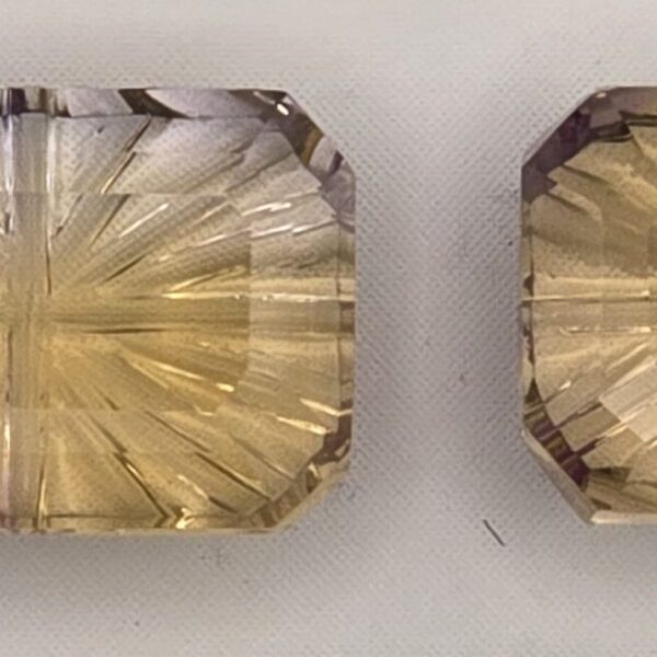 11.30x7.65x4.88mm &11.49x7.78x5.04mm pair of fantasy-cut, high quality ametrine facets