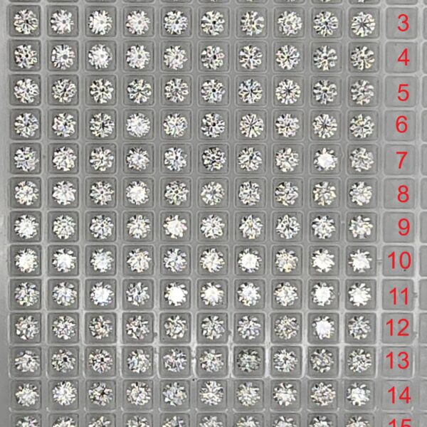 Parcel of ten 5mm round-cut white moissanite facets - budget-line #15