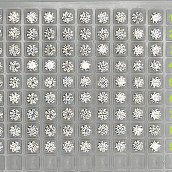Parcel of ten 5mm round-cut white moissanite facets - budget-line #9