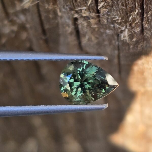 8.03x5.99x4.46mm natural pear Australian green sapphire facet