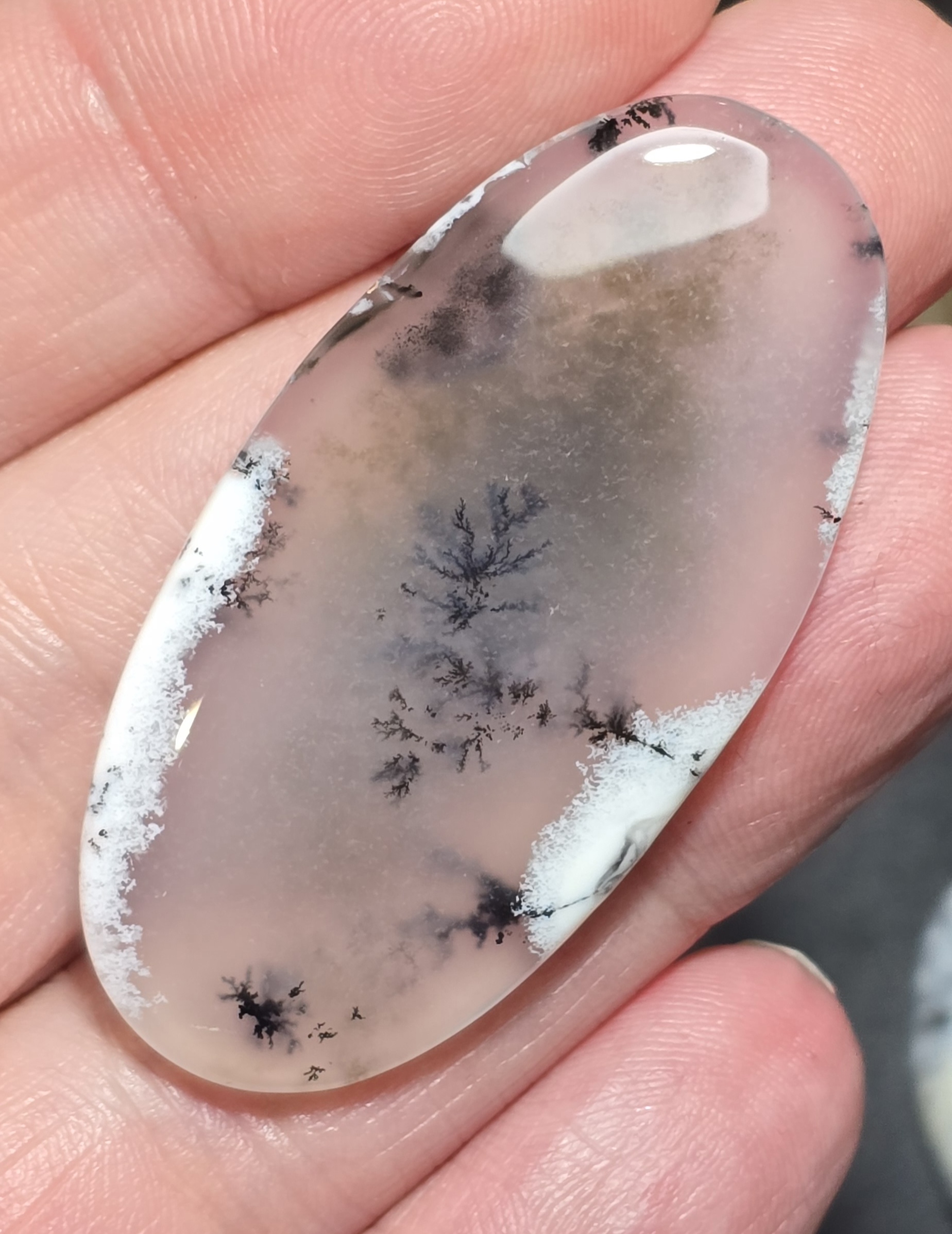 50x26mm Dendritic chalcedony cabochon