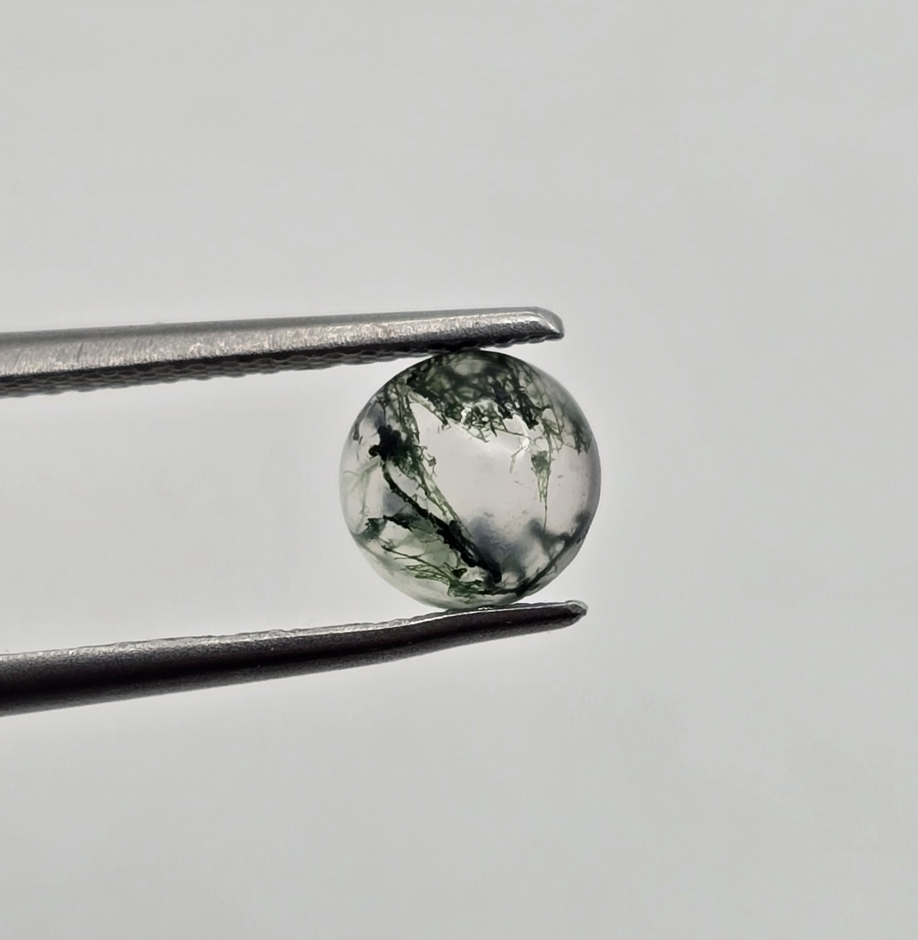 6mm round moss agate cabochon