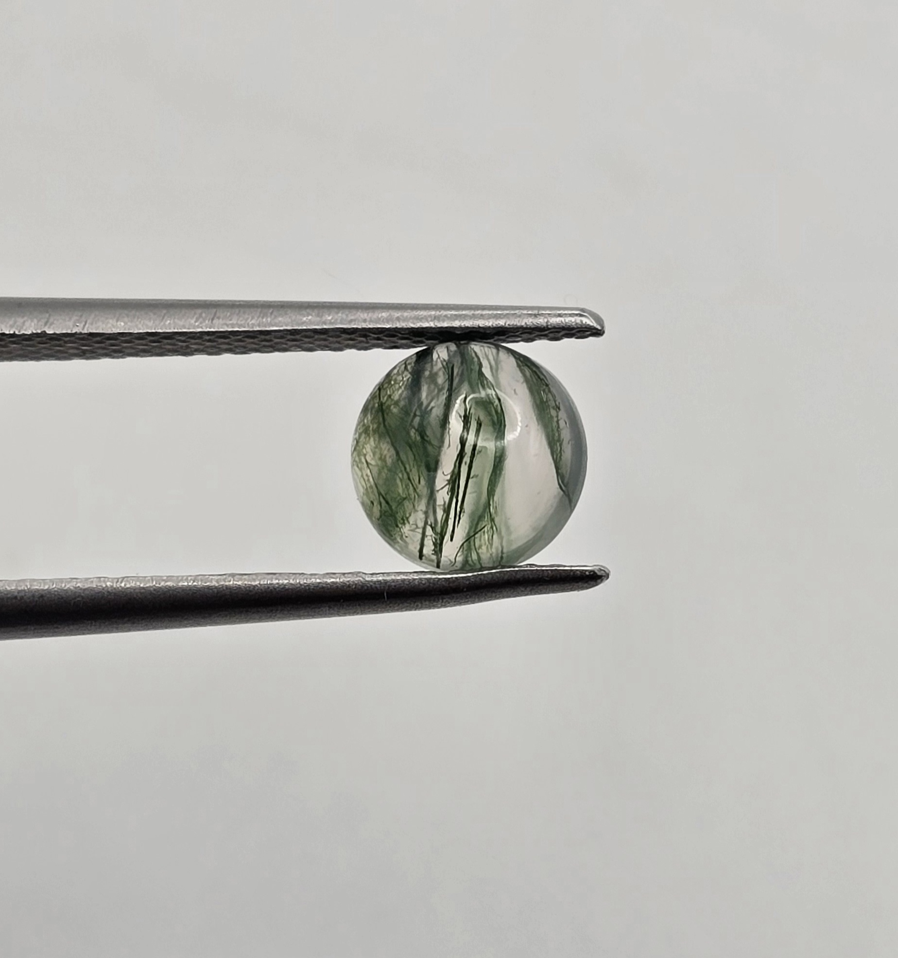 7mm round moss agate cabochon