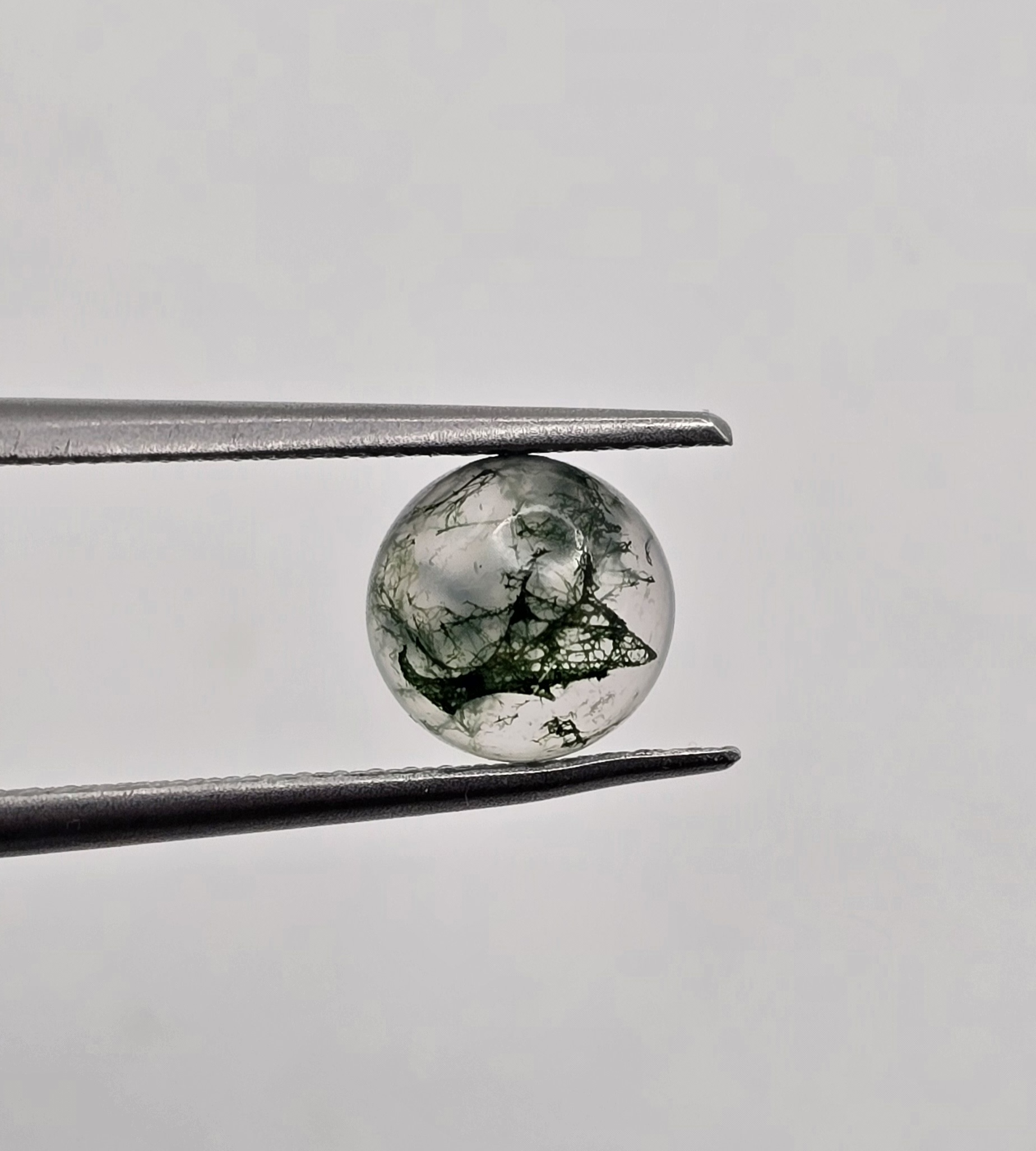 7mm round moss agate cabochon