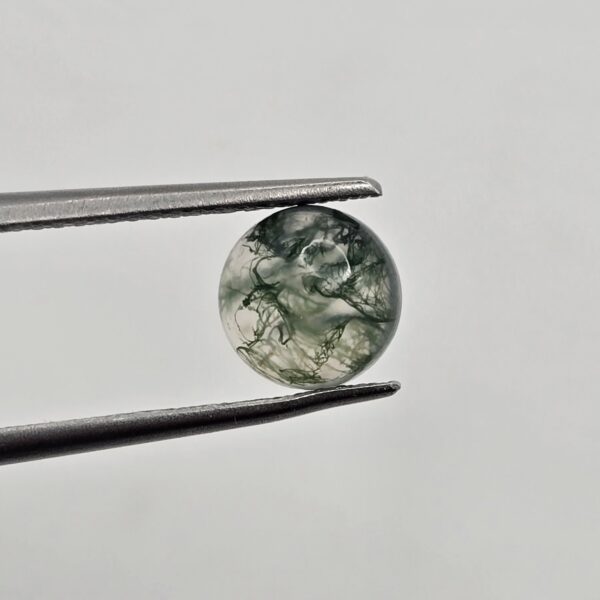 7mm round moss agate cabochon