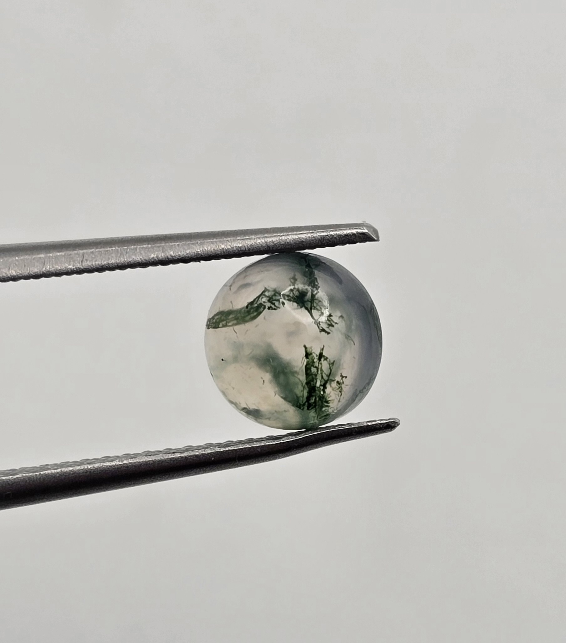7mm round moss agate cabochon